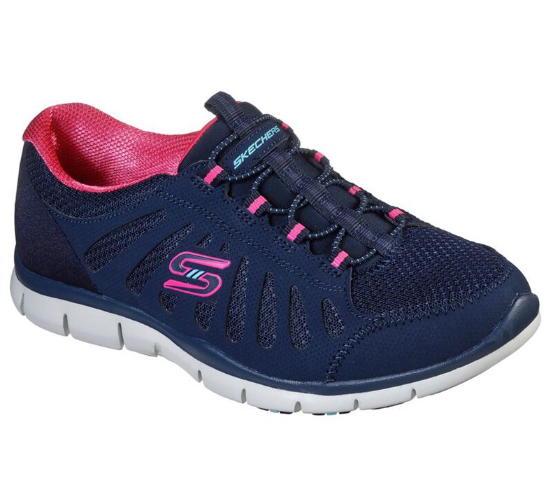 Skechers Dam Marinblå/Rosa Slip On - Gratis - Be Magnificent - Sverige (AWEPR-9831)